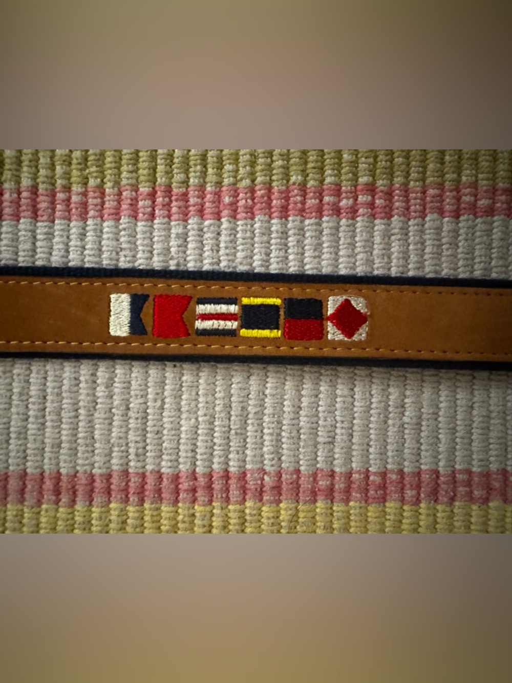 Zeppelin Sailing Symbol Brown Leather Mens Maritime Belt, size 38